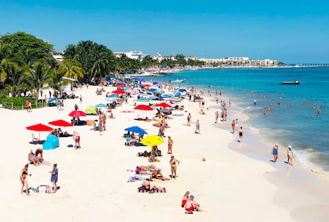 Tourists also flock to Playa del Carmen and other paradisiacal beaches in Mexico.