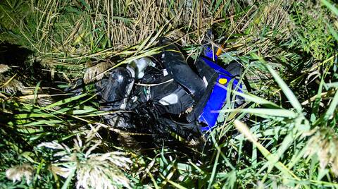 The body of Jeremy Desrocius' moped after an accident on Route 116.