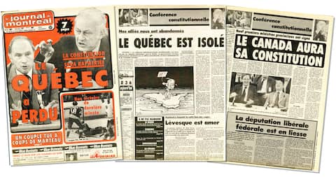 In the wake of the Night of the Long Knives, Quebec dailies, including Le Journal de Montreal, reported the failure of negotiations to bring the Constitution home with the consent of Quebecers, who found themselves isolated.