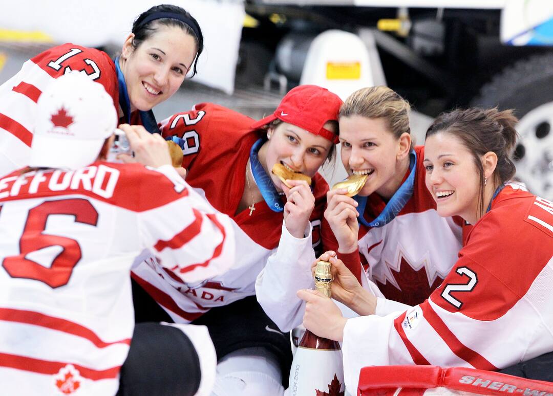 Gold medal women's Olympic hockey game between team Canada and t
