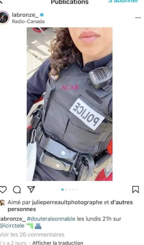 Before the post was removed with a reference to ACAB on his Instagram labronze_.