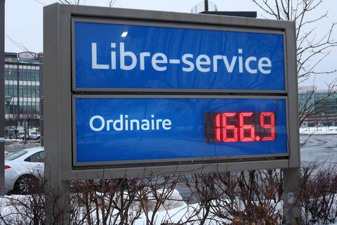 Most gas stations posted $1.669/L in Quebec City yesterday.