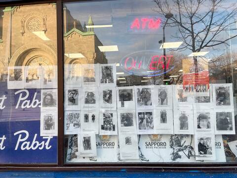 Ling, a grocery store owner on an Ontario street in Montreal, decided to display in his window the faces of the thieves who raged at his business (opposite). Other traders chose instead to post pictures of the thieves on social media.