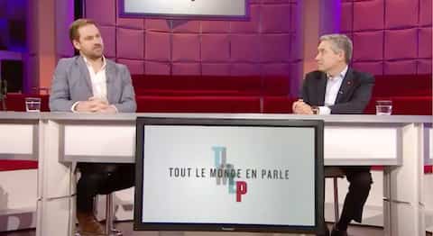 Laurent Turcott (left) at the Tout Le Monde en Parle event in 2020.