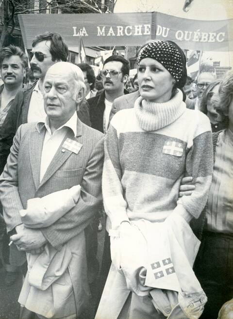 Then-Prime Minister of Quebec Rene Levesque and his wife, Corinne Cote, April 1982.