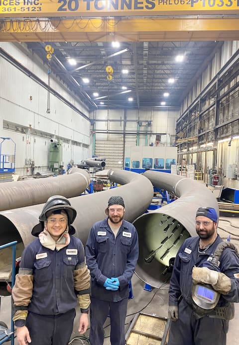 Workers at the Marmen factory in Trois-Rivieres.