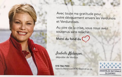 At the exit, the audience received this thank you card from the MP.