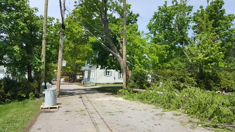 Il motivo del continuo crollo: nella proprietà di Gilles Frenette a Vieux-Chemin a Cap-Santé, è stato distrutto un acero di 80 anni. Il palo dell'Hydro-Quebec era attaccato all'albero. Poi i due caddero sul pilastro dall'altra parte della strada. Il 24 maggio a mezzogiorno, le squadre del New Brunswick hanno già piantato due nuovi pali. Sul posto erano presenti anche trasformatori. Ma i fili erano ancora appesi.