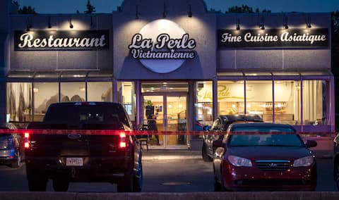 Several police officers were on guard duty for several hours following the assassination of Bernard Cerfon at the Laval restaurant last night.