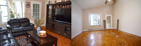 On the left, the position of the house before the residents arrived. On the right, the state where the owner found his home after his tenants found their home last week.