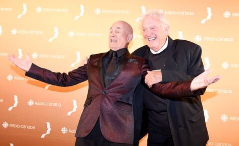 Les complices Joël Denis et Pierre Marcotte au Gala des 32es prix Gémeaux, le 17 septembre 2017.