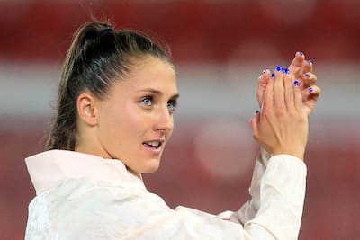 Ève Périsset celebrou a vitória da França no Euro 2022 nas quartas de final contra o Pays-Bas.