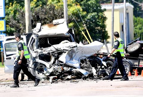 The woman driving the van and a passenger in the same vehicle were killed in the Wednesday morning accident in Chicoutimi, Saguenay.