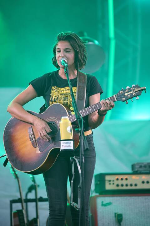 Sarah Dufour on stage last night in Levi's.