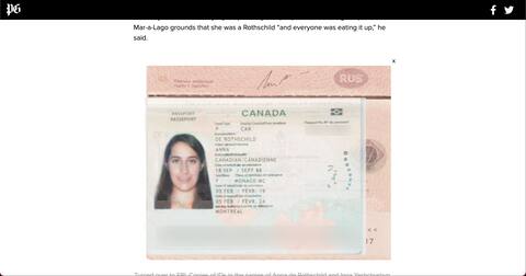A faux passeport canadien au nom d'Anna de Rothschild.