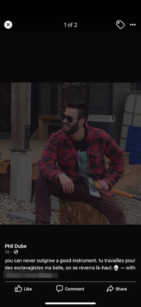 He posted a photo on Facebook, ax in hand, and essentially