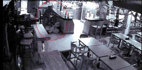 CCTV footage shows the suspect kicking the victim while she is on the ground.