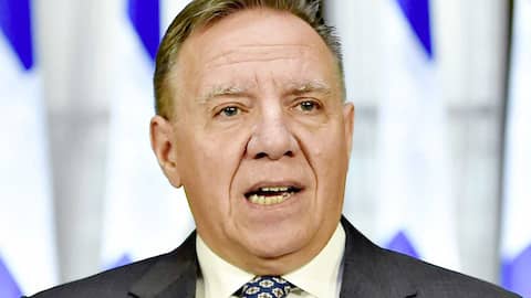 Quebec Premier Francois Legault addresses the media during a press briefing in Quebec on Wednesday, October 26, 2022. (Stevens LeBlanc/Journal de Quebec/Agence QMI)