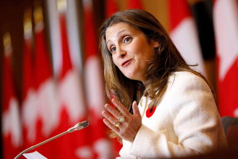 Chrystia Freeland delivers her economic update in the House of Commons on Thursday.