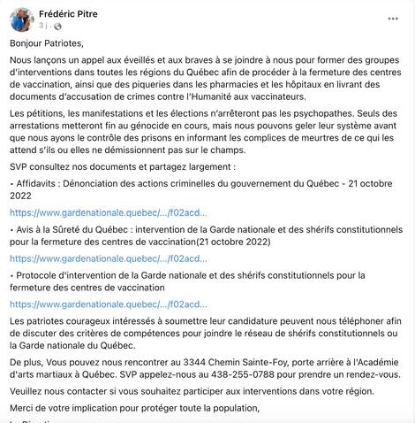 Quebec National Guard Call for National Guard of Quebec recruitment on social networks