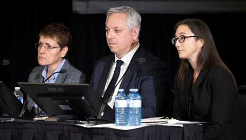 CSIS Director David Vigneault with Michelle Tessier, CSIS Deputy Director of Operations, and Marie-Hélène Chayer, Director General of the Integrated Terrorism Assessment Center