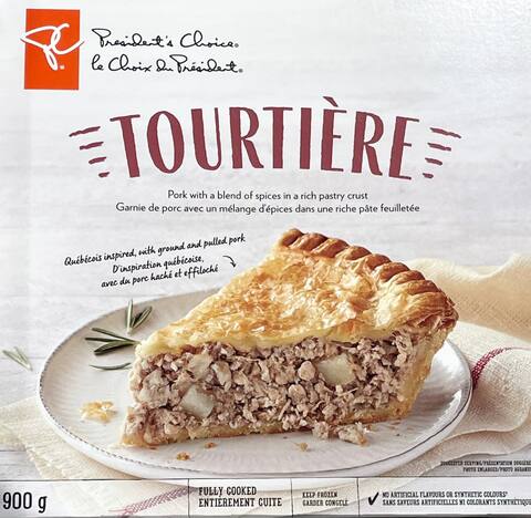 Homemade Canadian Tourtiere(Holiday Meat Pie) on a white wooden background, top view. Flat lay, overhead, from above. Copy space.