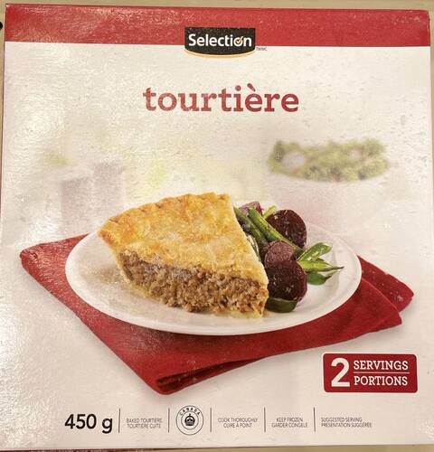Homemade Canadian Tourtiere(Holiday Meat Pie) on a white wooden background, top view. Flat lay, overhead, from above. Copy space.