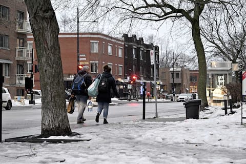 The thaw was felt in many areas, including Montreal. In the district of Notre-Dame-de-Grace on a Friday, we find these passers-by strolling in gray.