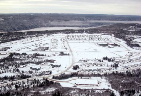 Aerial view of the municipality of Churchill Falls, Labrador, about 250 km from the border with Quebec.