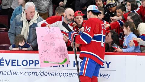 This amateur was a winner by exchanging his mini stick for one of Habs captain Nick Suzuki.
