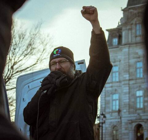 The president of the local union of CUPE which represents the employees of 26 branches of the SQDC, David Clément.