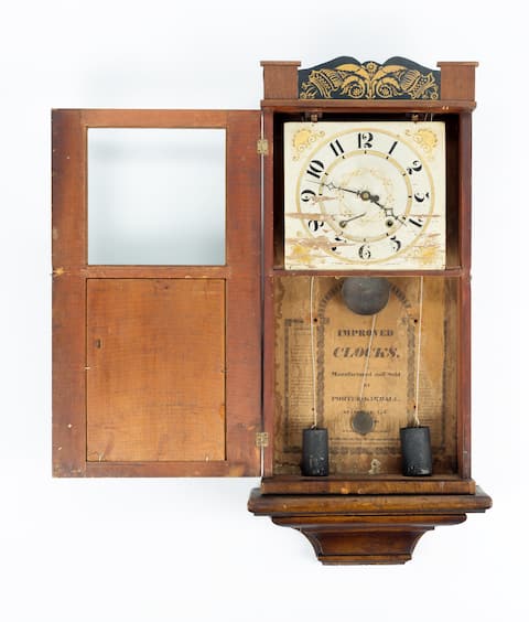 HORLOGE MURALE EN bois fabriquée à la main, Design Antique en verre HORLOGE MURALE EN bois fabriquée à la main, Design Antique en verre