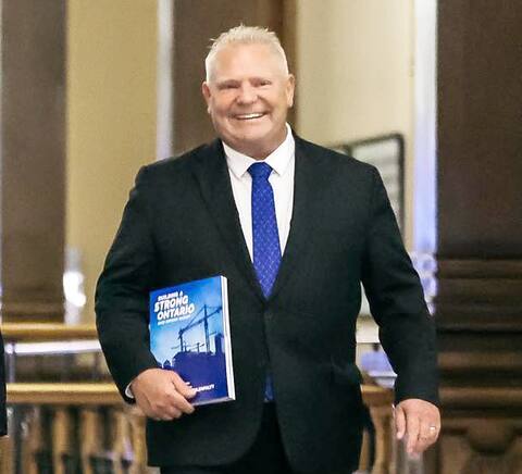 Ontario Premier Doug Ford at Queen's Park shortly before the 2023-2024 budget speech on March 23. The Ontario parliament was the scene of several meetings between Doug Ford and representatives of Volkswagen.