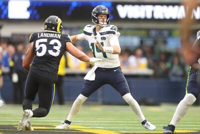 Quarterback Sam Darnold was the victim of four interceptions in his last game against the Rams.