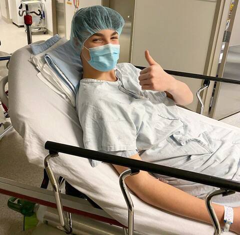 Christophe Paré two years ago, before entering the operating room for his hip replacement surgery.