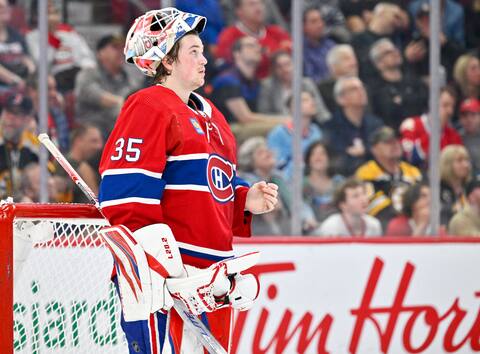 Samuel Montembeault, ici jeudi contre les Capitals, est l'un des derniers gardiens québécois à travers la LNH.