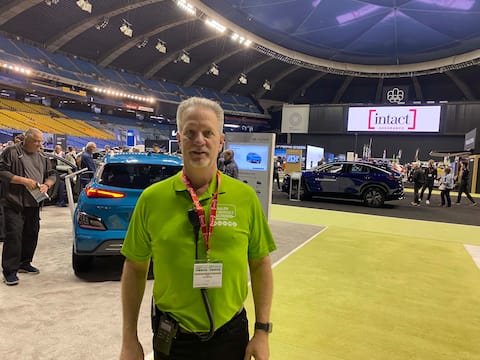 Luc Saumure is the promoter of the 6th edition of the Montreal Electric Vehicle Show on April 22, 2023 at the Olympic Stadium. Photo by Audrey Robitaille