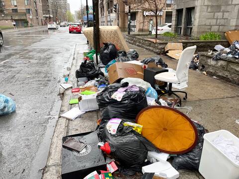 A neighborhood under the trash cans