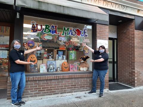 Janie Saint-Pierre and Méliza Théorêt run the costume and decoration shop Au Bal Masqué.