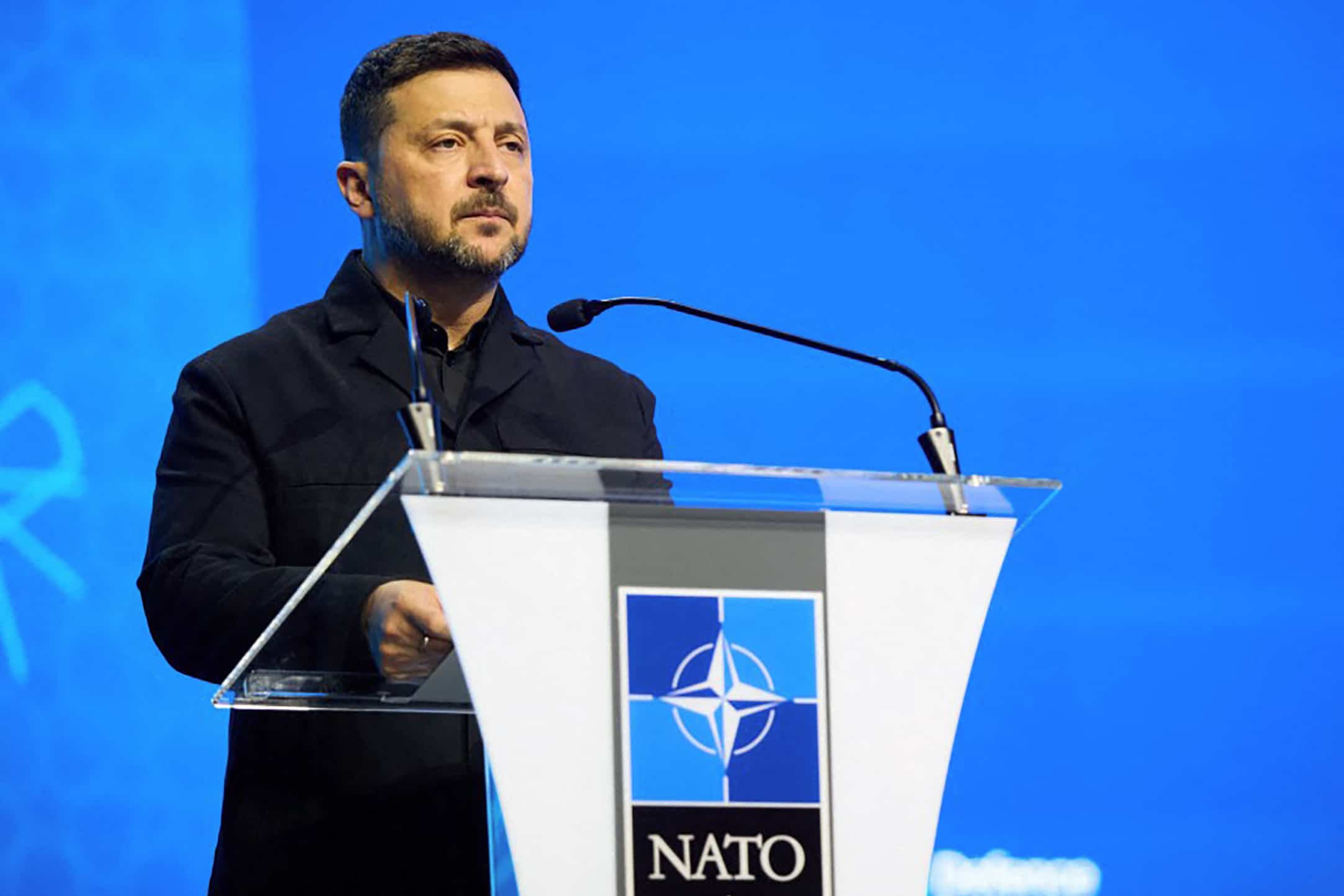 Ukrainian President Volodymyr Zelensky delivering an opening speech at the 36th NATO Heads of State and Government Summit in Ankara, July 7, 2026.