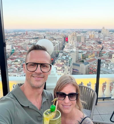 Vincent Dufresne and his partner, Annie St-Germain, in Madrid.