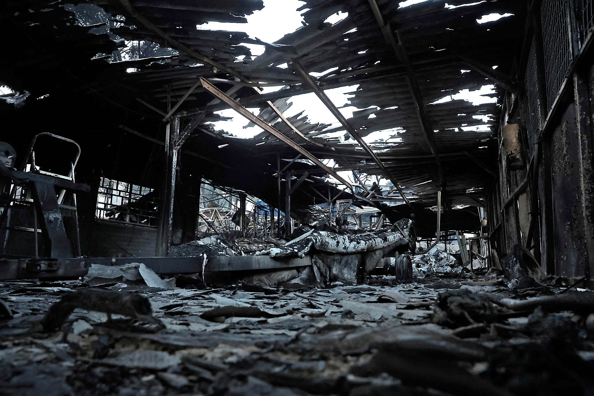 View of the burned El Ancla pier at the San Juan reservoir, following a forest fire in Pelayos de la Presa (community of Madrid, Spain), July 27, 2026.