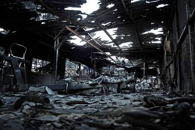 View of the burned El Ancla pier at the San Juan reservoir, following a forest fire in Pelayos de la Presa (community of Madrid, Spain), July 27, 2026.