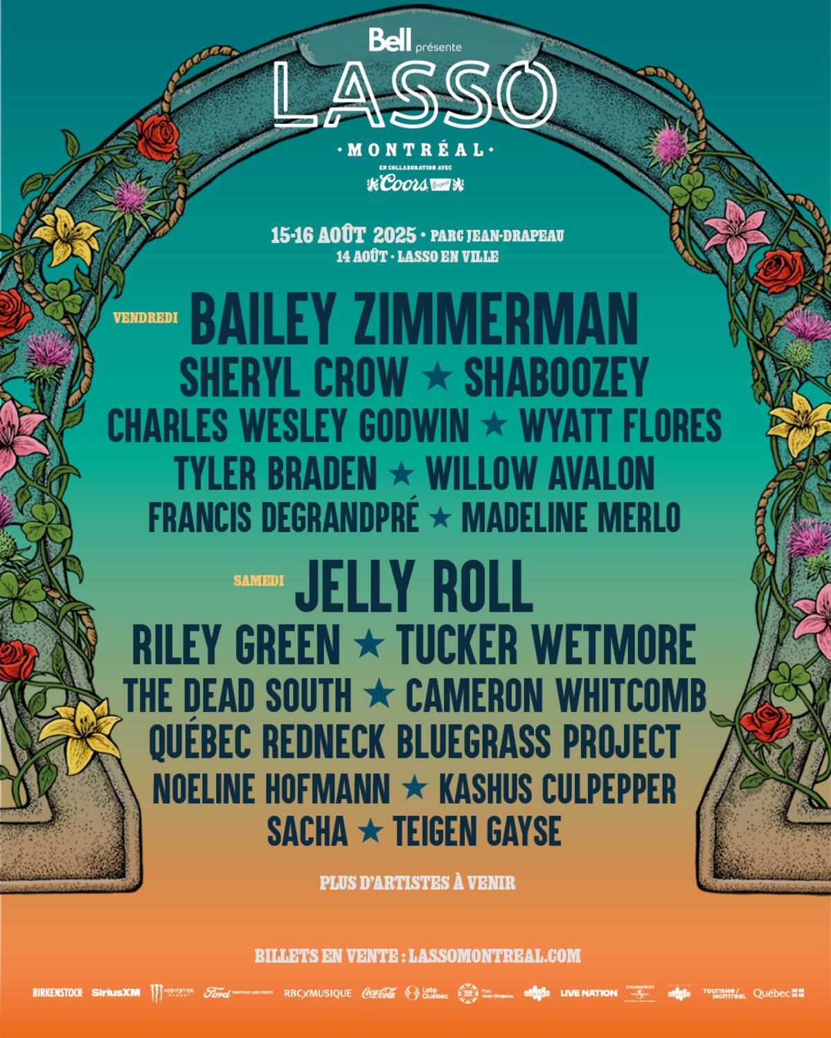 LASSO MONTREAL: Sheryl Crow, Riley Green y Shaboozey se agregan a la programación