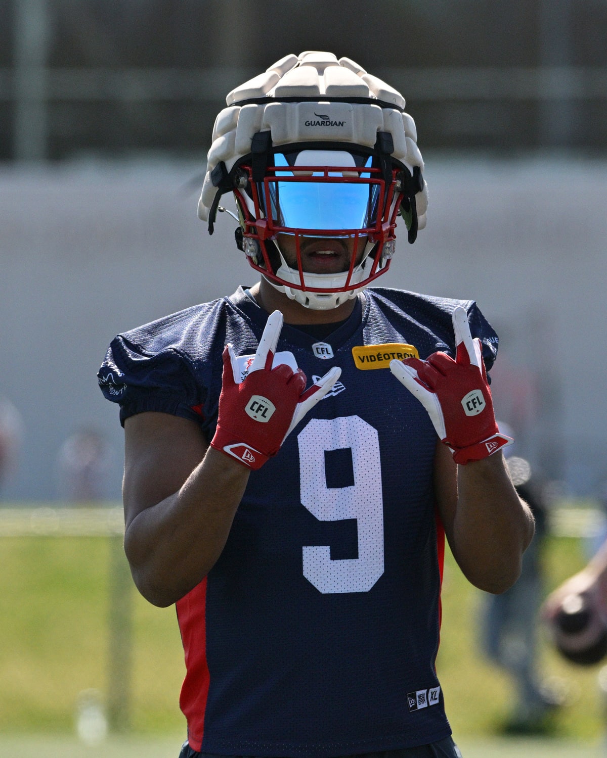 Geoffrey Cantin-Arku, em 11 de maio de 2025, durante o último acampamento de treinamento de Alouettes, em Saint-Jérôme.