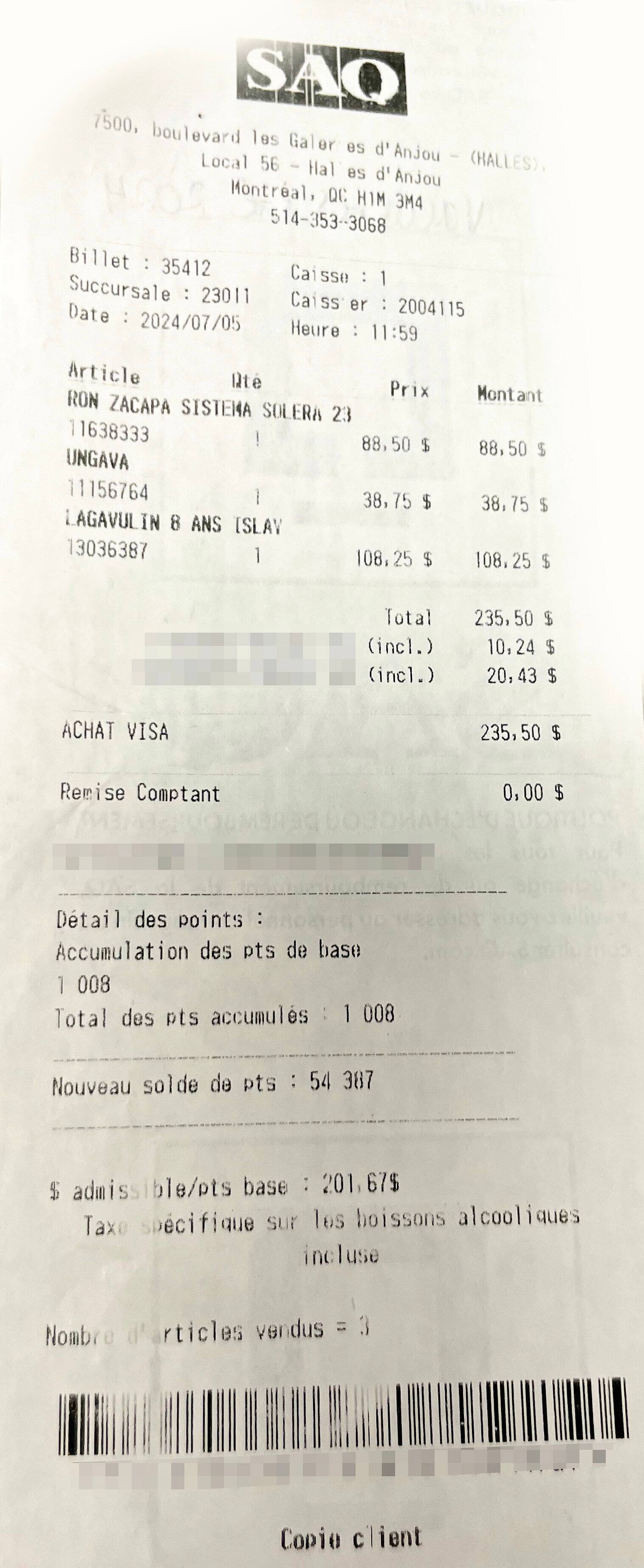 El 5 de julio de 2024, la construcción FTQ, dirigida por Éric Boisjoly (en Mortise), gastó $ 235.50 en el SAQ para ron, ginebra y una botella de escocés lagavulina 8 años por valor de $ 108.25.