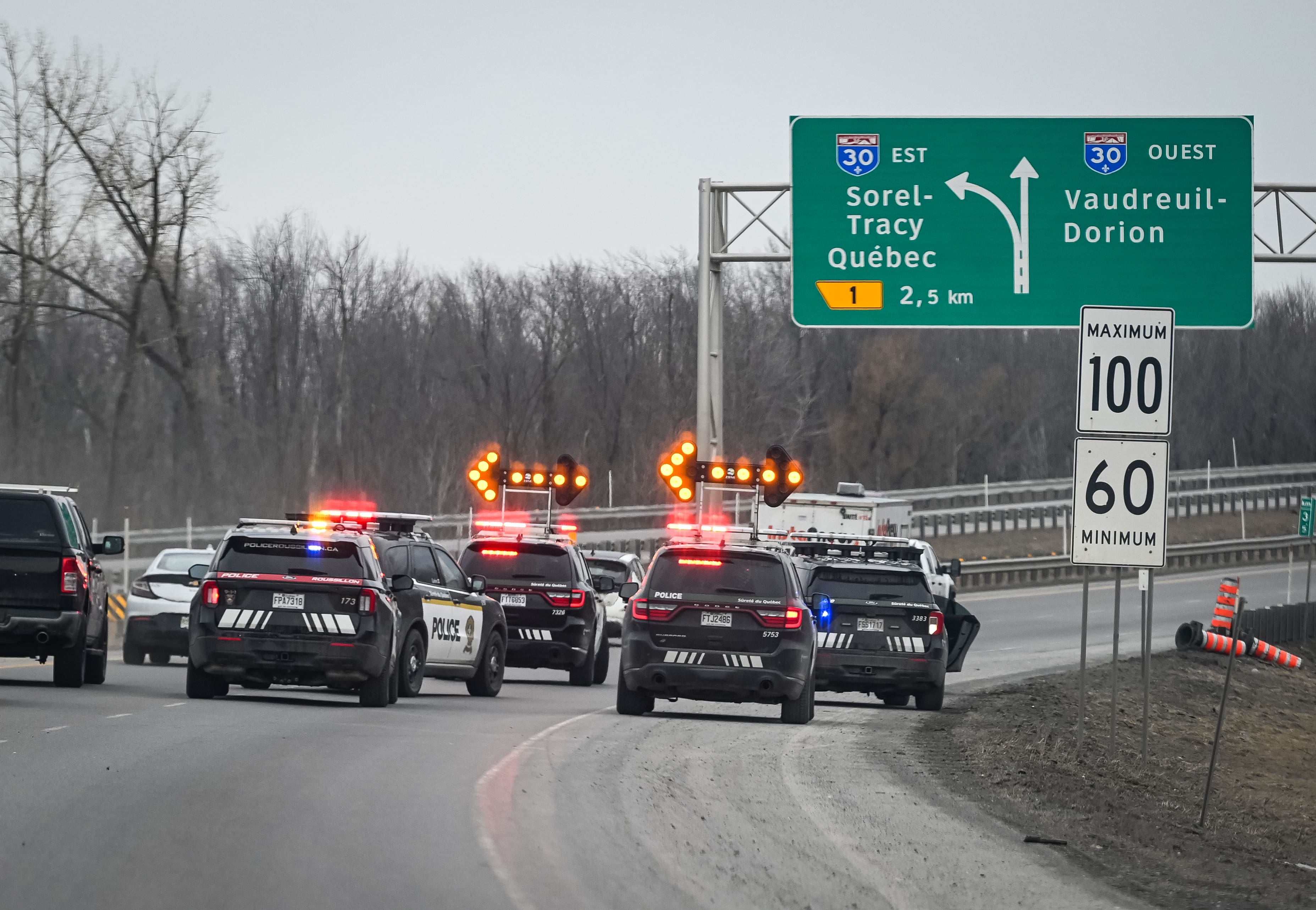 La femme a été arrêtée sur l’autoroute 730 à Saint-Constant, le 31 mars.