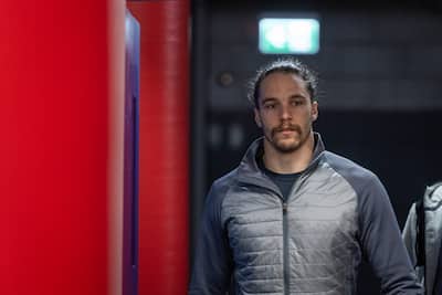 Marc-Antoine Dequoy, no final da temporada dos jogos de Alouettes, em 18 de novembro de 2025, no Estádio Olímpico.