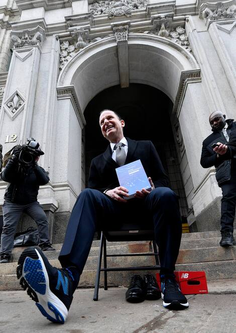 For his last budget before the election, Finance Minister Eric Girard, again with a pair of running shoes,