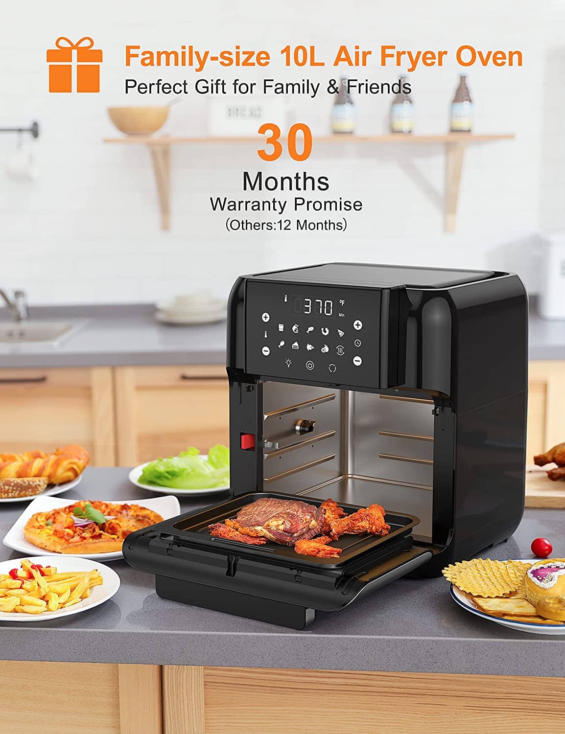 Lot de 2 grilles de friteuse à air comprimé avec 4 bâtons de barbecue pour friteuses à double